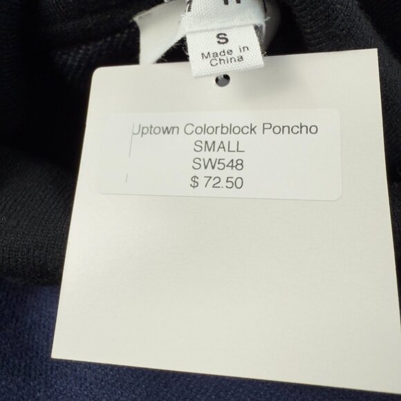 THML Colorblock Turtleneck Poncho Navy Cream Black Knit NWT Size Small - Picture 11 of 12